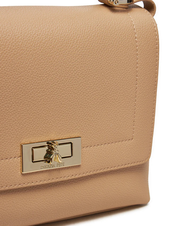 Patrizia Pepe Borsa a Tracolla Donna Beige - Logo Firmato, Ecopelle Raffinata, Tracolla Regolabile