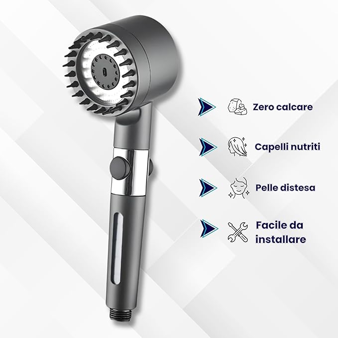 Soffione Doccia Anticalcare Turbo – Alta Pressione & Risparmio Idrico