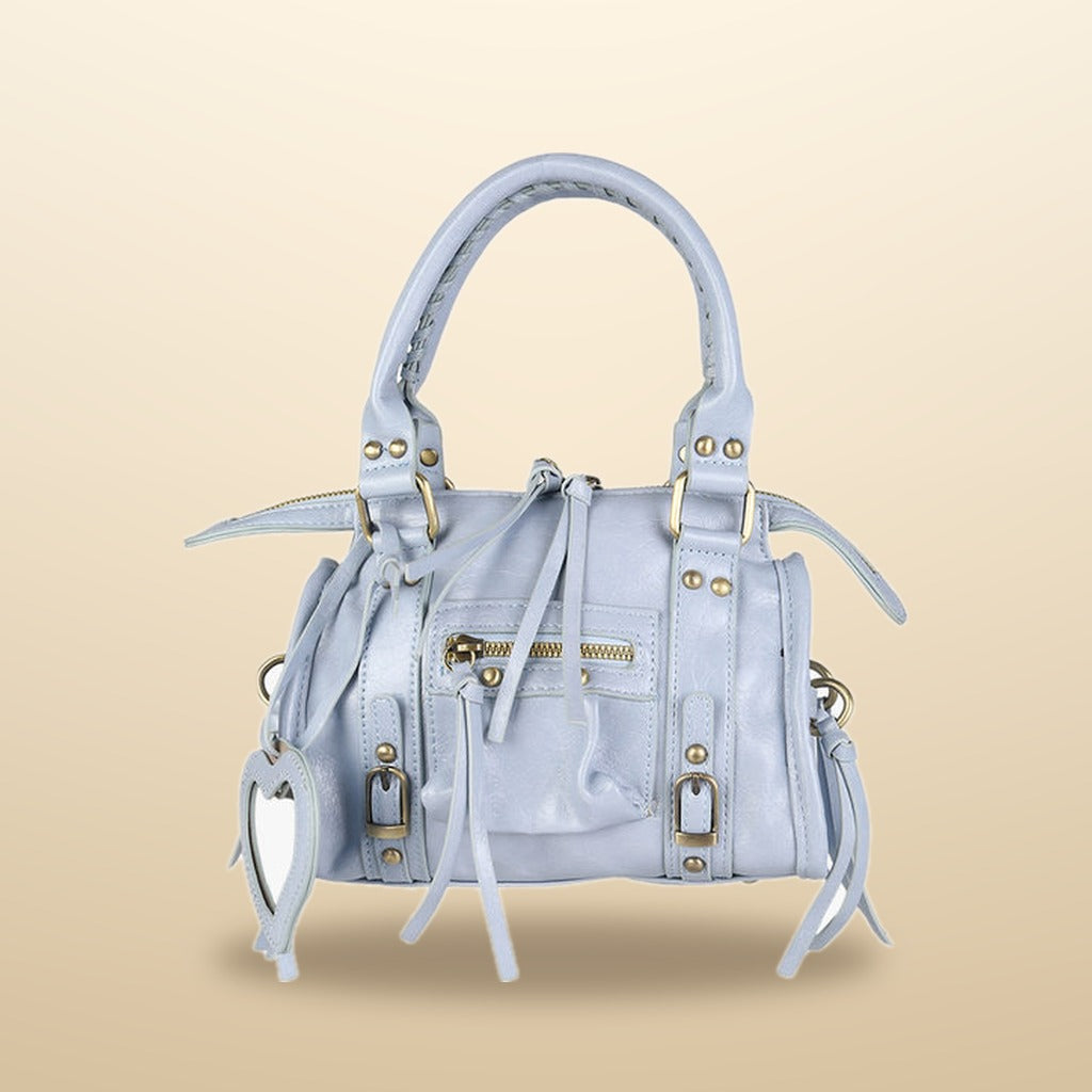 Solada Mini Borsa a Mano Donna in Ecopelle Azzurro