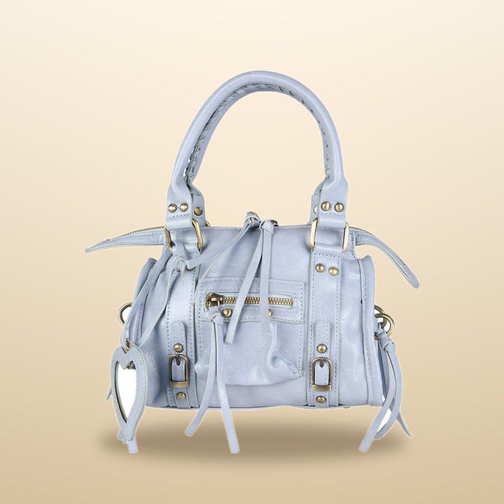 Solada Mini Borsa a Mano Donna in Ecopelle Azzurro