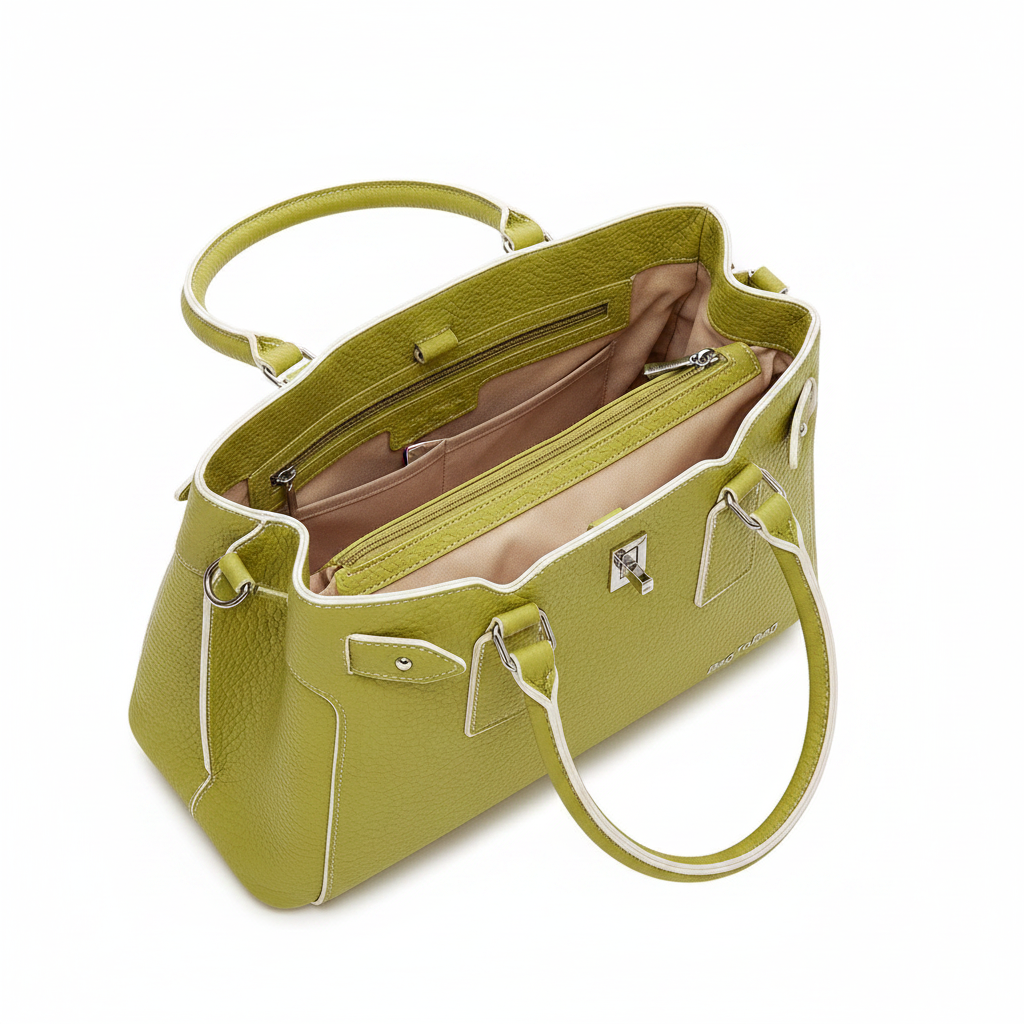 Turbo Bags Borsa a Mano Donna Verde Lime - Ecopelle Strutturata, Elegante e Capiente | Colore Vivace