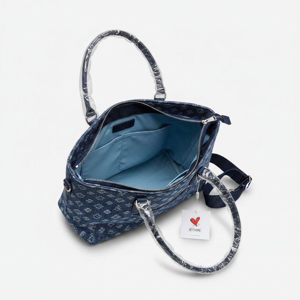 Sweet Years Borsa Shopper Donna Monogram Denim - Capiente, Firmata, 4 Colori | Stile Urban Chic