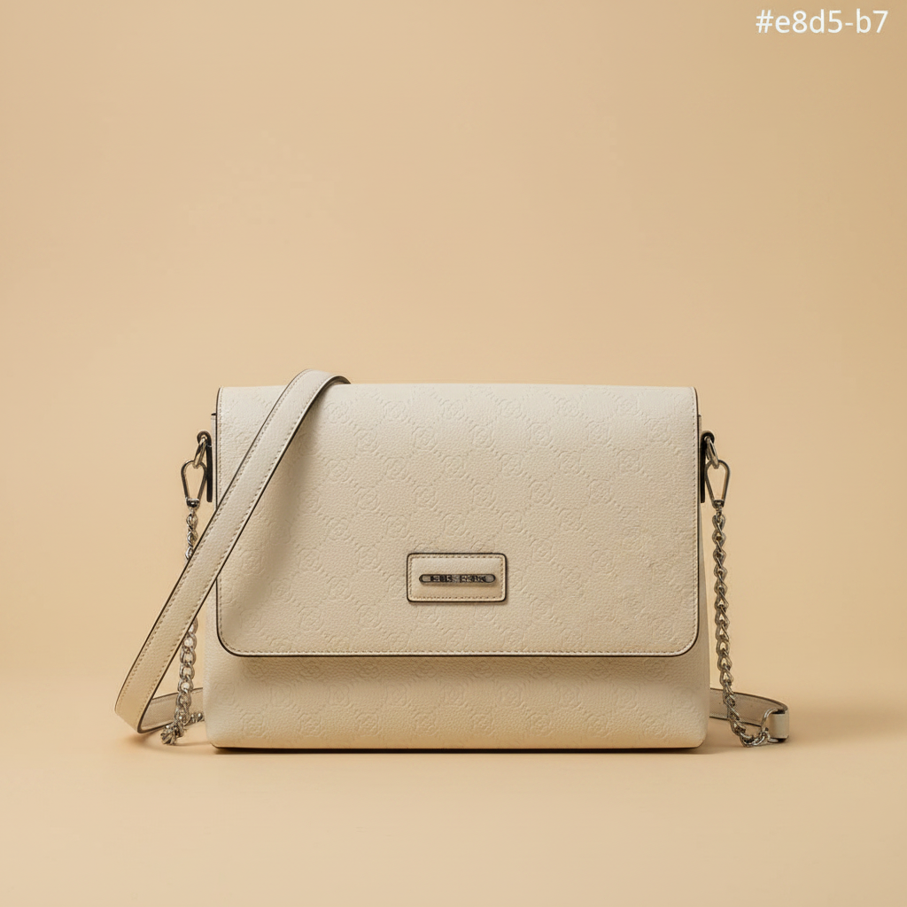 Borsa Crossbody Donna in Ecopelle Avorio con Texture Floreale - Tracolla Regolabile, Compatta ed Elegante