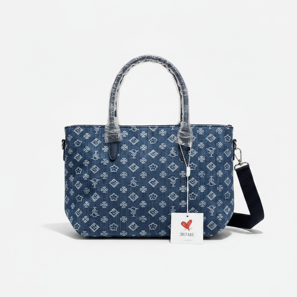 Sweet Years Borsa Shopper Donna Monogram Denim - Capiente, Firmata, 4 Colori | Stile Urban Chic