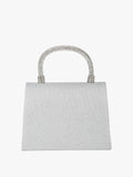 Borsa elegante Solada in lurex nero con manico strass
