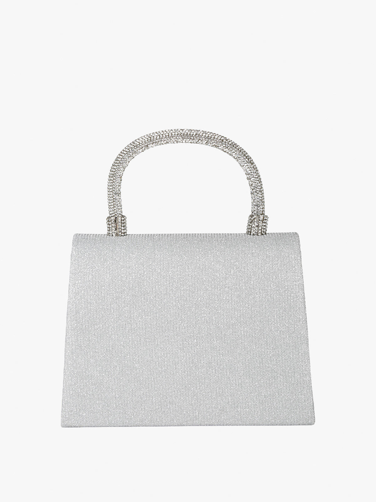 Borsa elegante Solada in lurex nero con manico strass