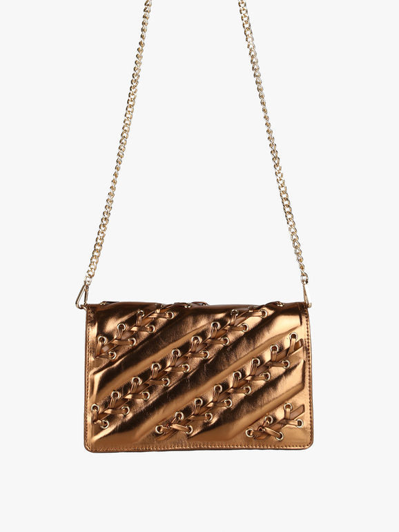 Borsa rigida Solada bronzo con manico a catena
