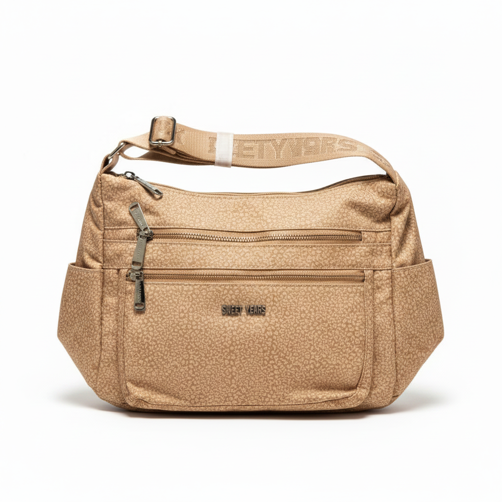 Sweet Years Borsa a Tracolla Donna Grigio Argento - Similpelle Firmata, Tracolla Regolabile, Stile Chic