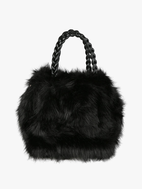 Solada Borsetta in pelliccia sintetica con doppi manici intrecciati