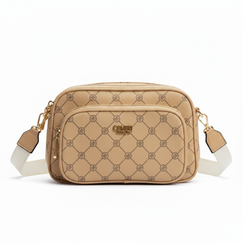 Coveri World Camera Bag Donna Bianca in Ecopelle - Monogramma, Tracolla Regolabile, Compatta e Chic | Firmata