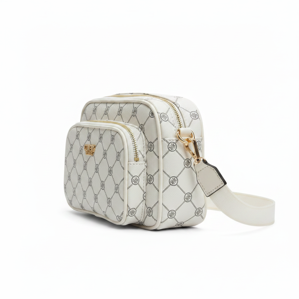 Coveri World Camera Bag Donna Bianca in Ecopelle - Monogramma, Tracolla Regolabile, Compatta e Chic | Firmata