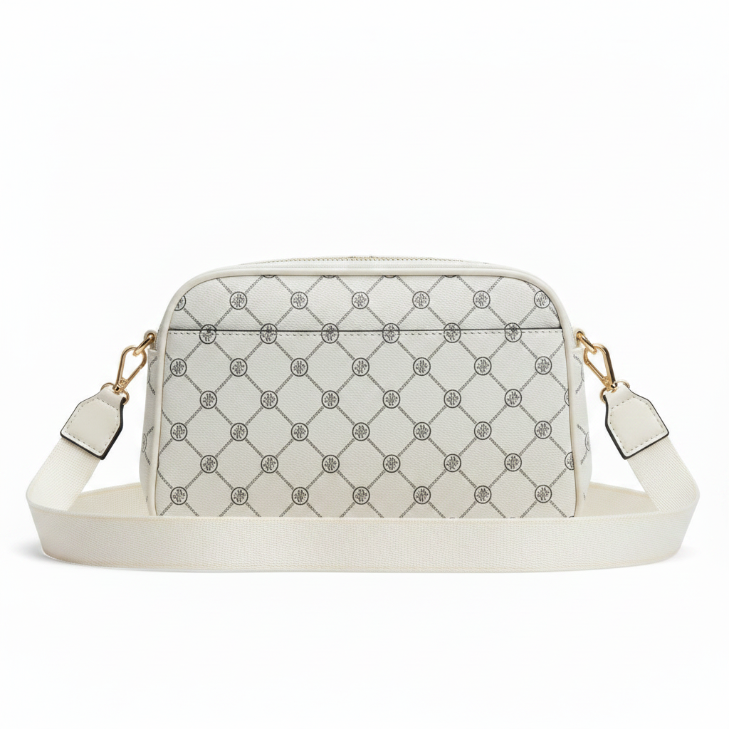 Coveri World Camera Bag Donna Bianca in Ecopelle - Monogramma, Tracolla Regolabile, Compatta e Chic | Firmata