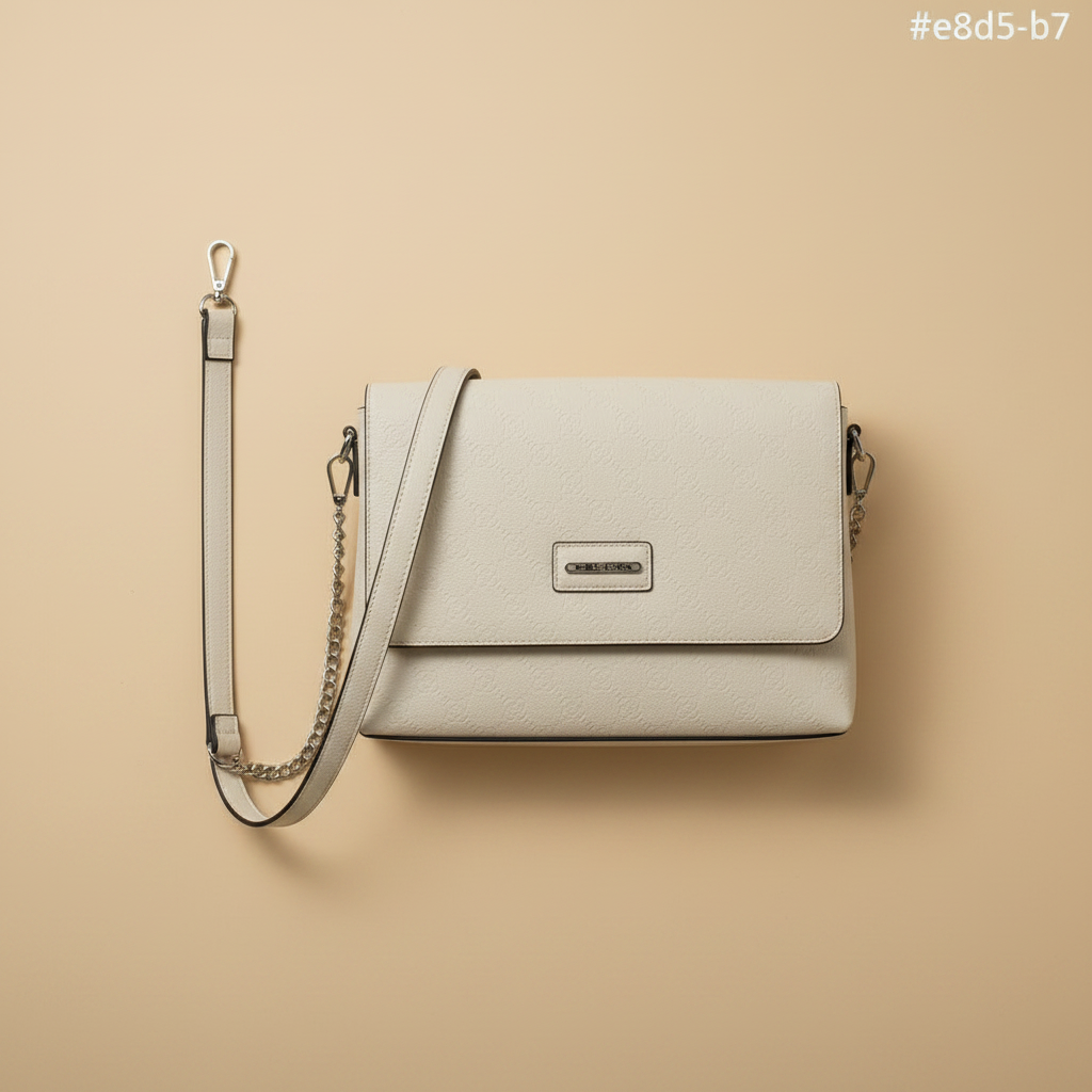 Borsa Crossbody Donna in Ecopelle Avorio con Texture Floreale - Tracolla Regolabile, Compatta ed Elegante