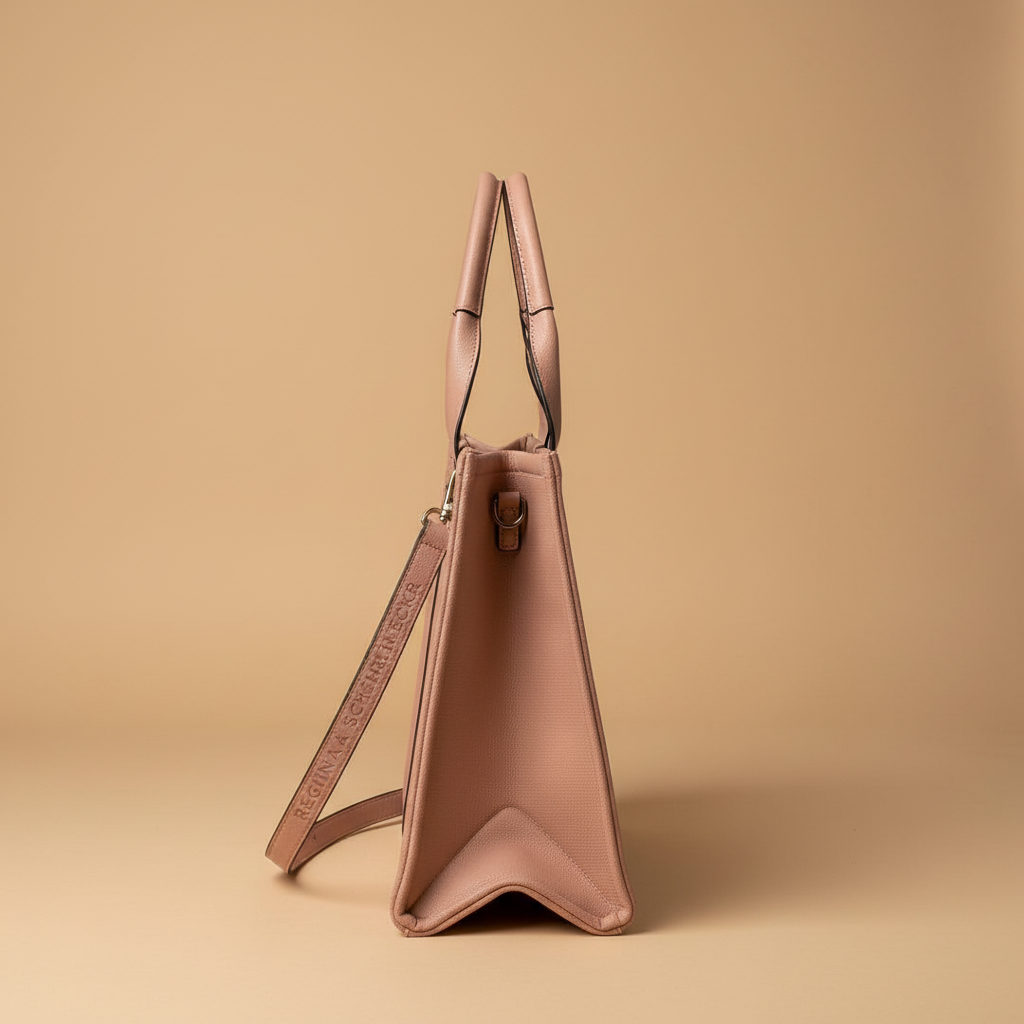 Regina Schrecker borsa tote rosa vista laterale