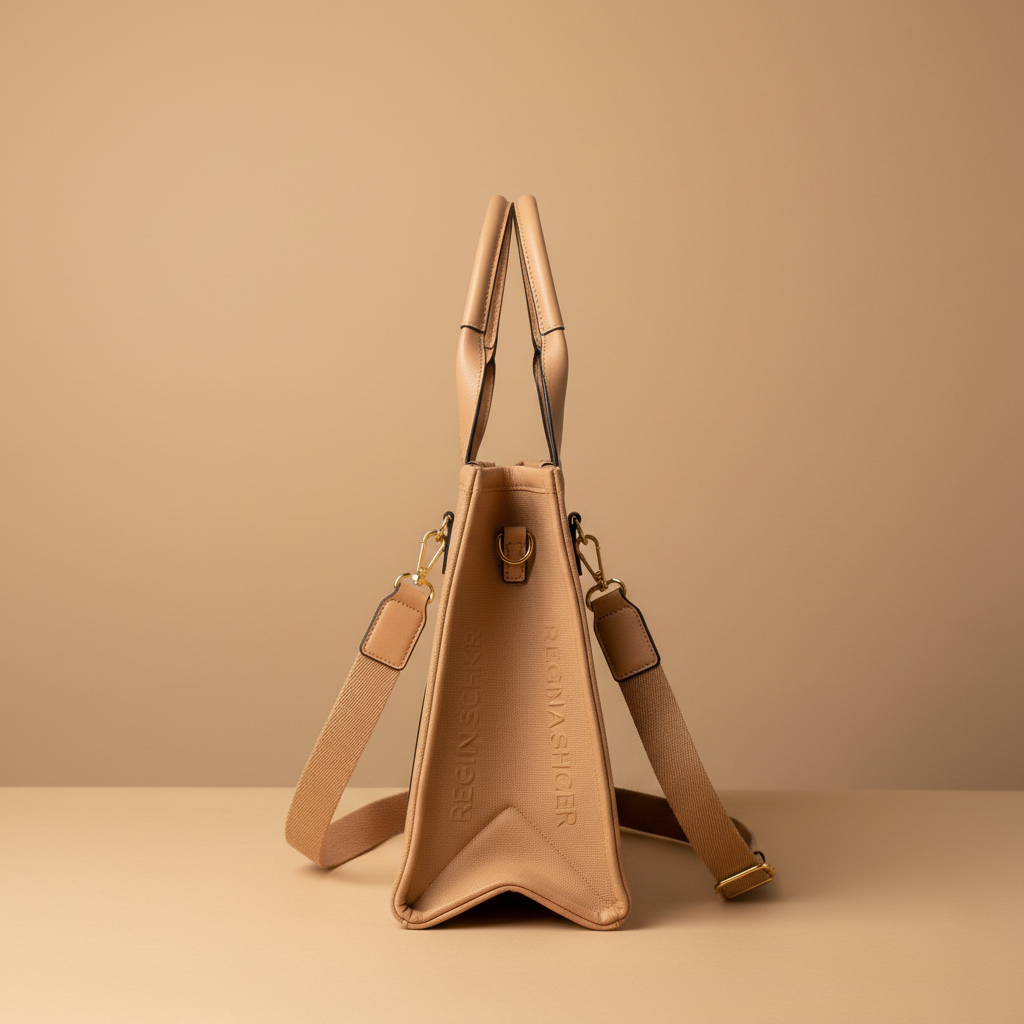 Regina Schrecker borsa tote beige vista laterale