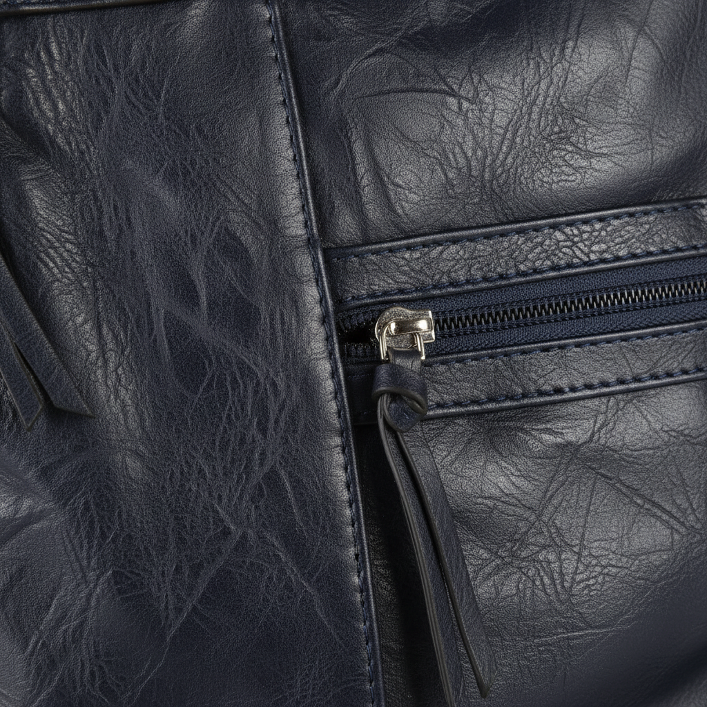Solada Zaino Donna Ecopelle Bicolore - macro dettaglio ecopelle e zip