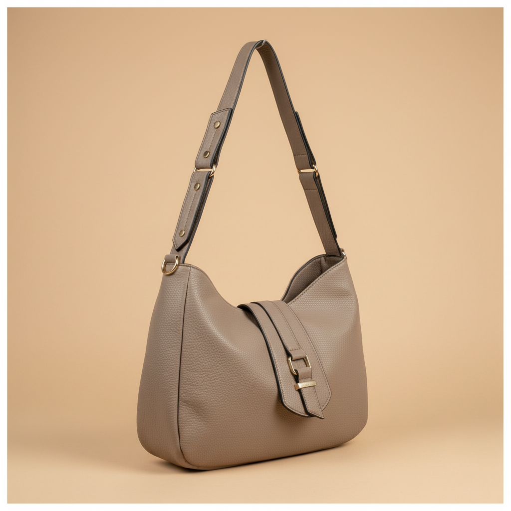 Charro borsa hobo grigio taupe vista laterale
