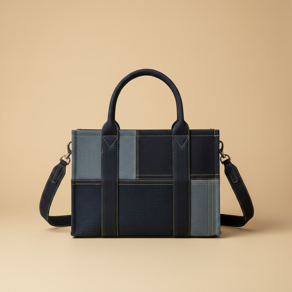 The Tote Bag denim vista posteriore