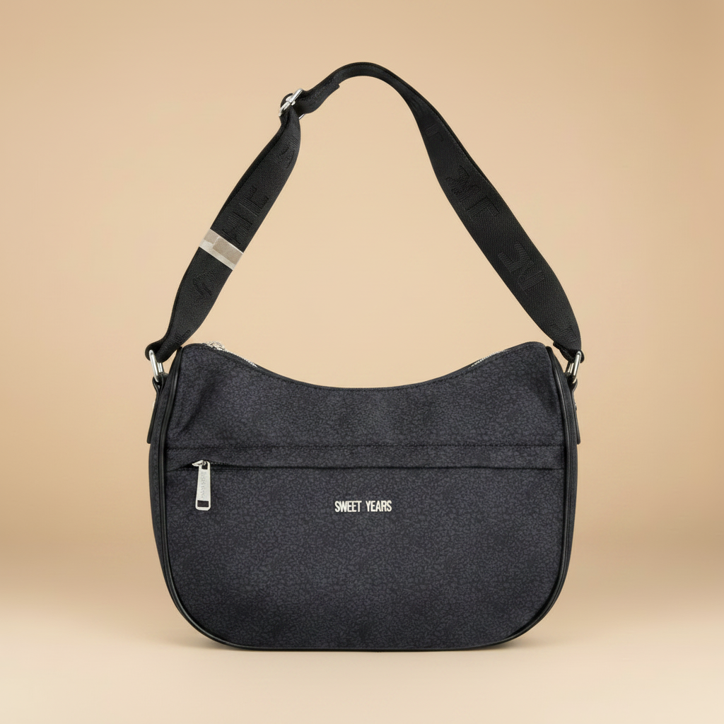 Borsa Sweet Years Hobo Blu Melange su sfondo beige