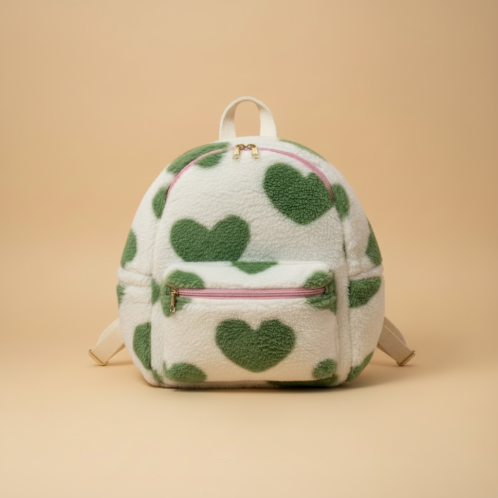 Zaino Peluche Floreale Verde Kawaii 3D Render