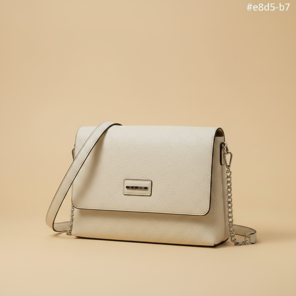 Borsa crossbody avorio floreale vista 3/4