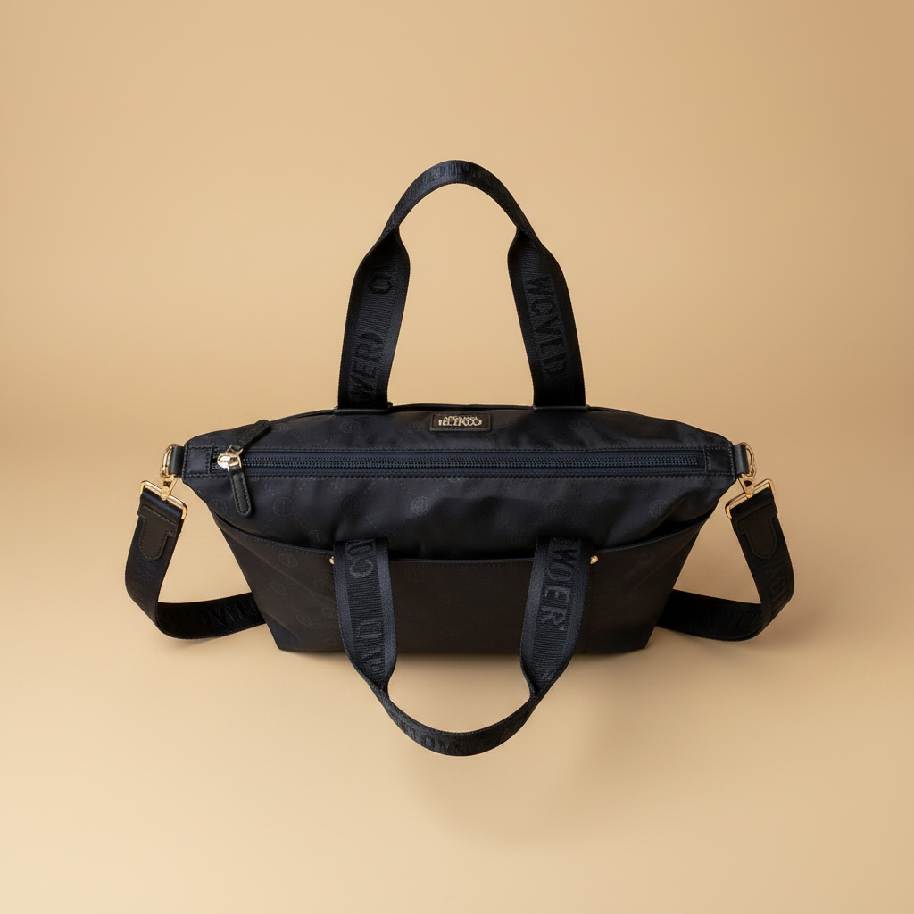 Vista zenitale dall'alto - borsa tote Coveri World navy blue monogram