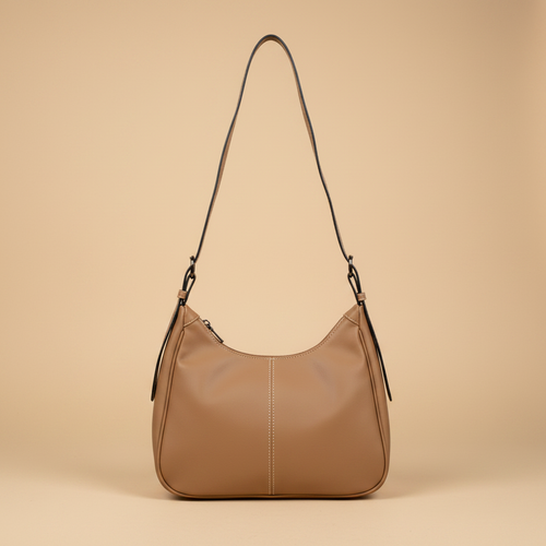 Borsa a spalla camel vista retro tasca zip