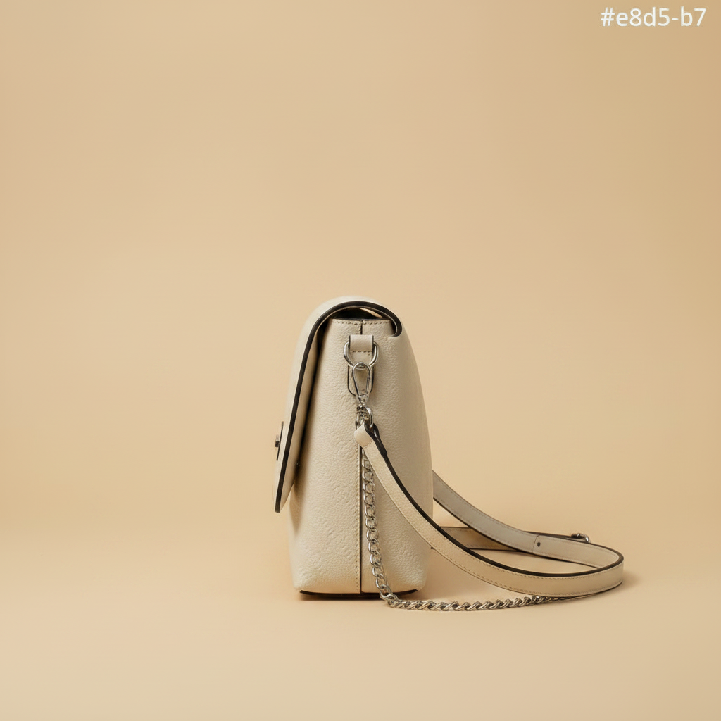 Borsa crossbody avorio floreale vista laterale