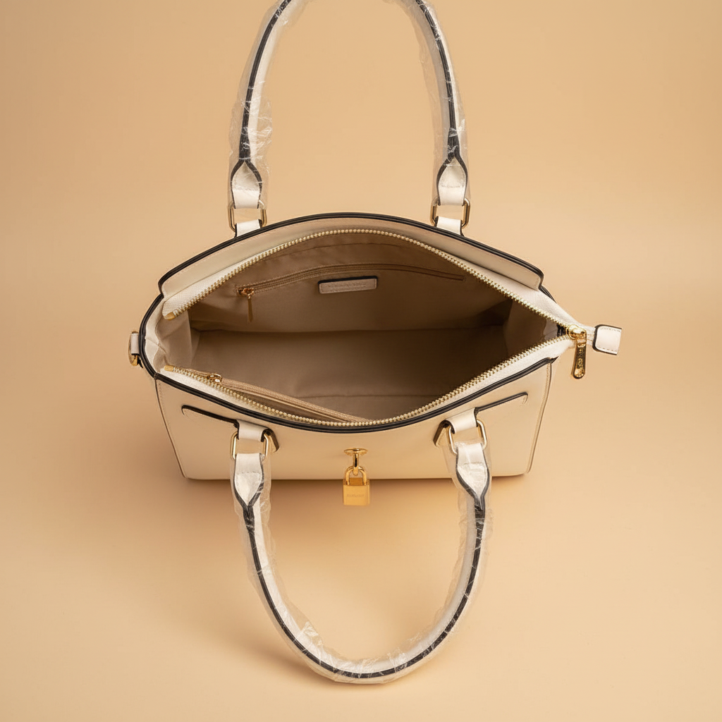 Charro borsa strutturata avorio vista interna aperta