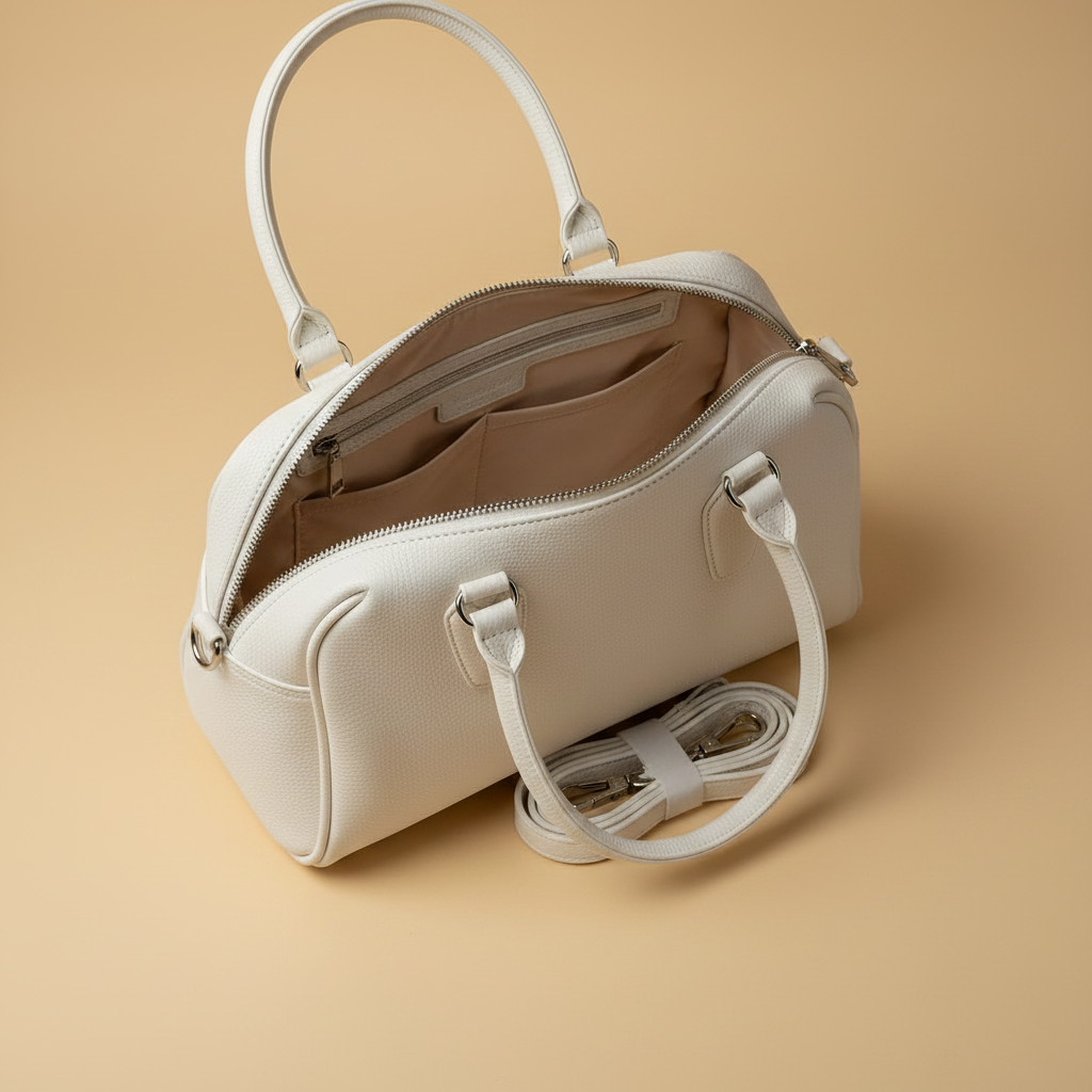 The Grace Bag borsa boston bianca vista interna aperta