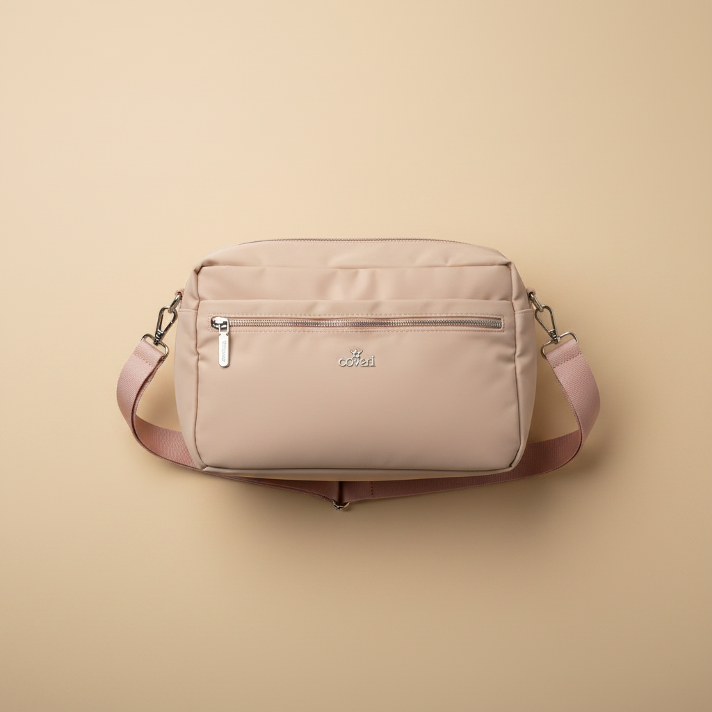 Vista zenitale dall'alto - borsa Coveri nylon rosa