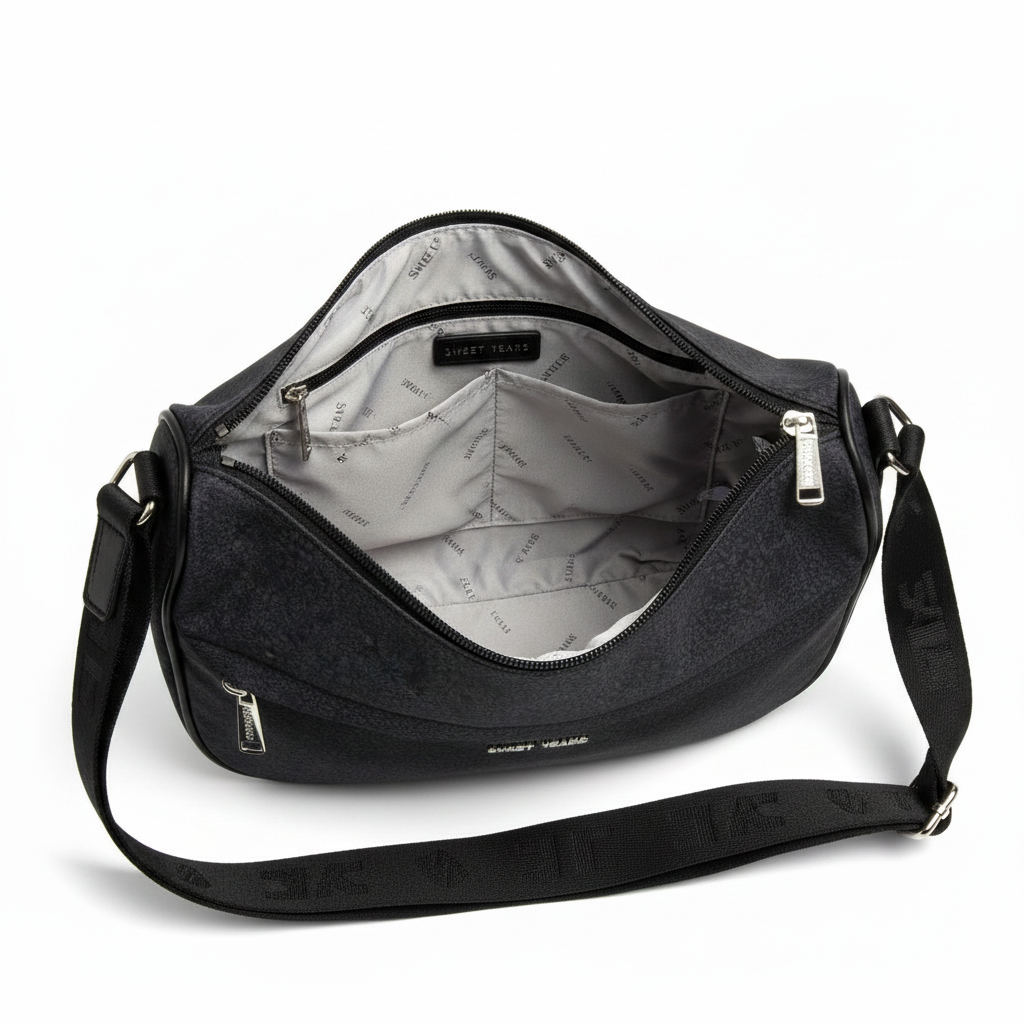 Sweet Years Borsa a Tracolla Donna Nera - Similpelle Firmata, Classica e Versatile | Eleganza Quotidiana