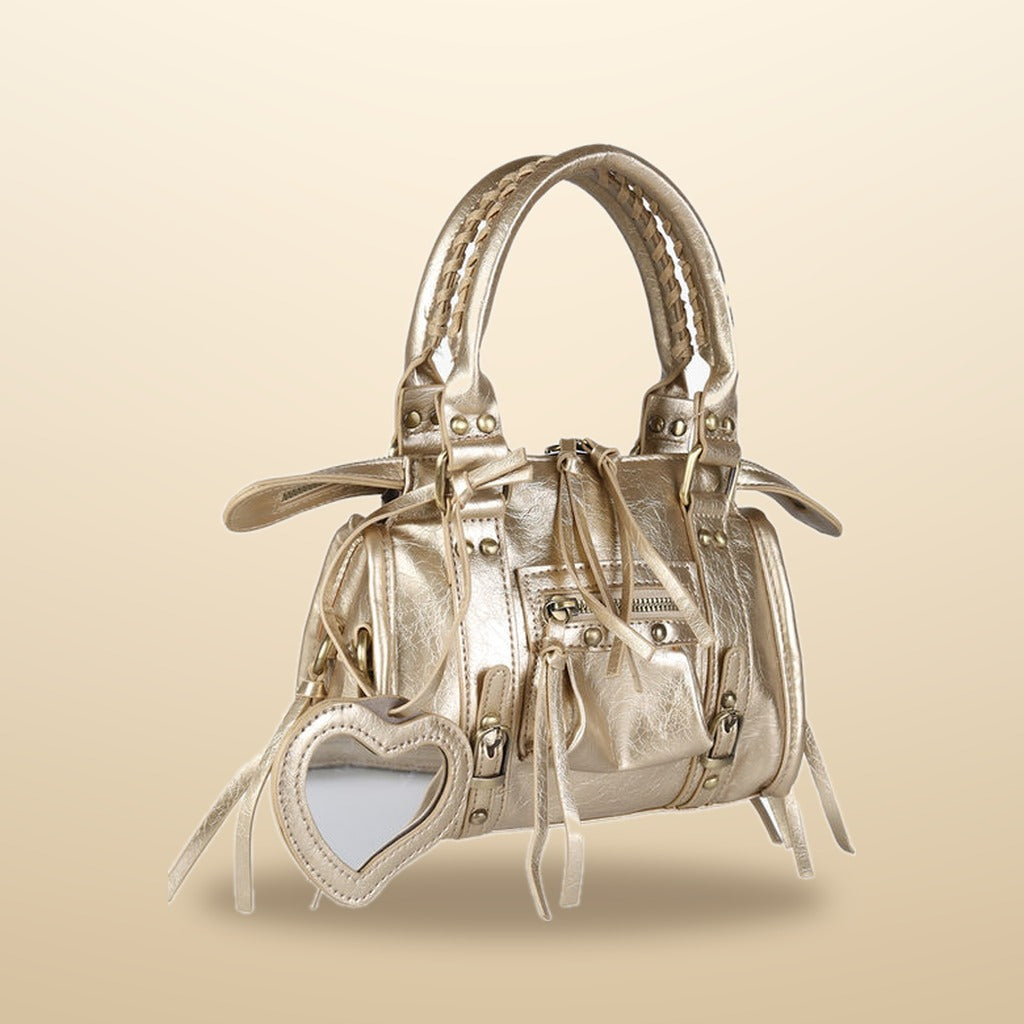 Solada Mini Borsa a Mano Donna in Ecopelle Oro