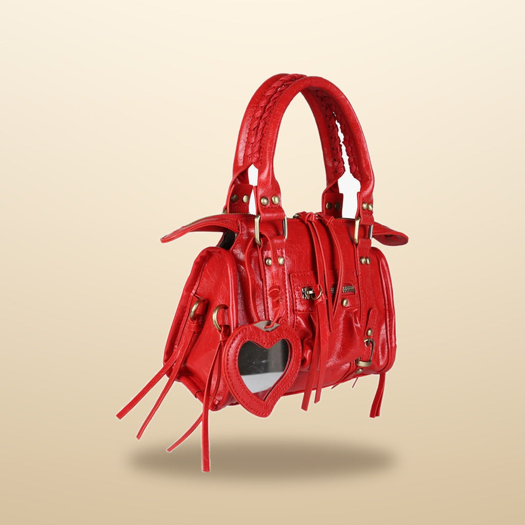 Solada Mini Borsa a Mano Donna in Ecopelle Rosso