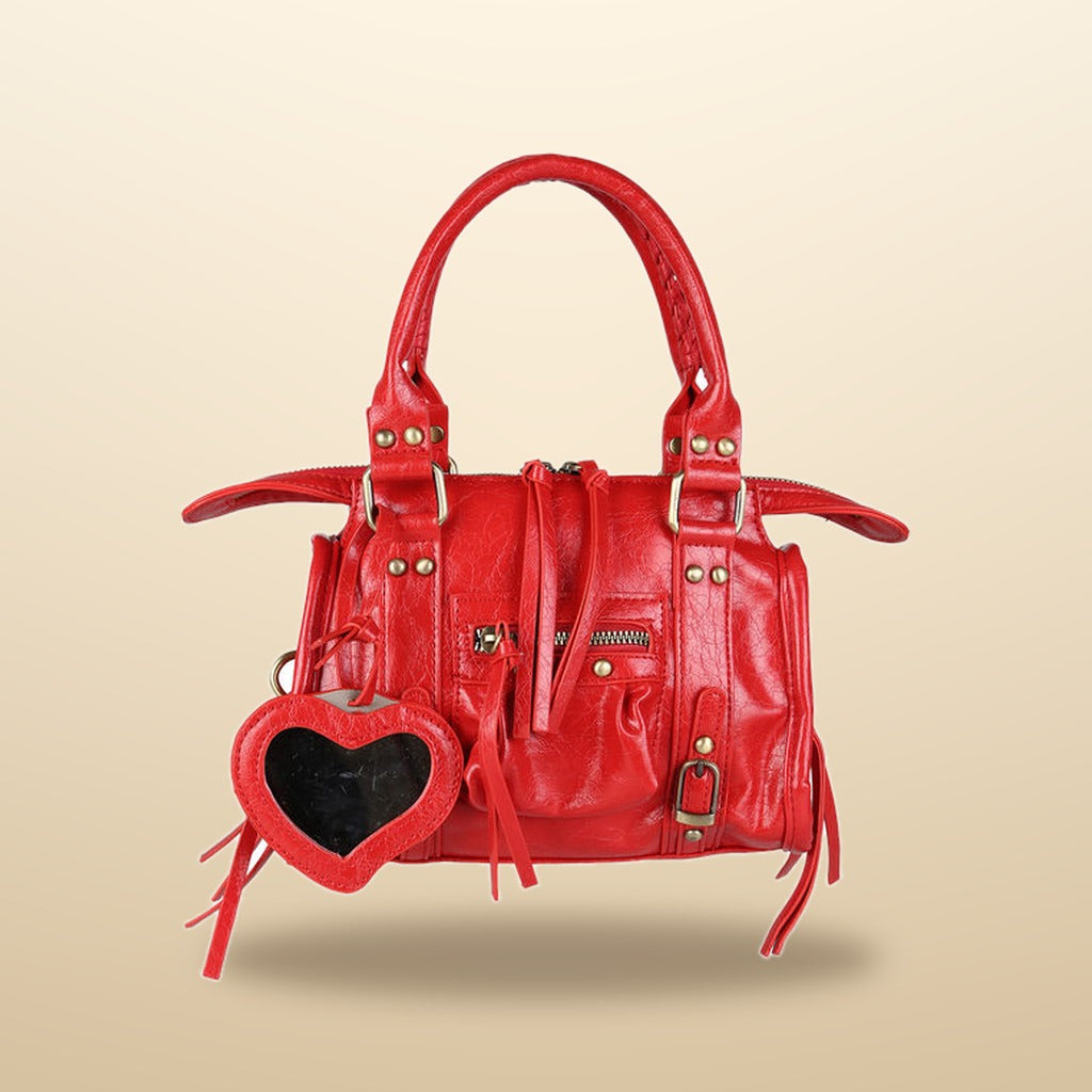 Solada Mini Borsa a Mano Donna in Ecopelle Rosso