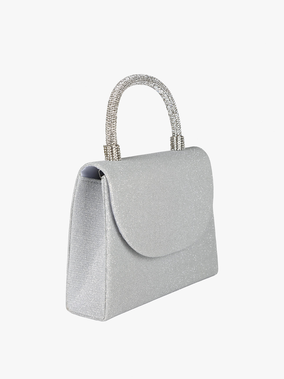 Solada Pochette Donna in Tessuto Lurex - Manico in Strass e Tracolla Removibile - ITALIAACTION