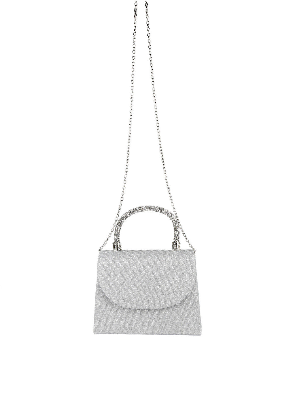 Solada Pochette Donna in Tessuto Lurex - Manico in Strass e Tracolla Removibile - ITALIAACTION