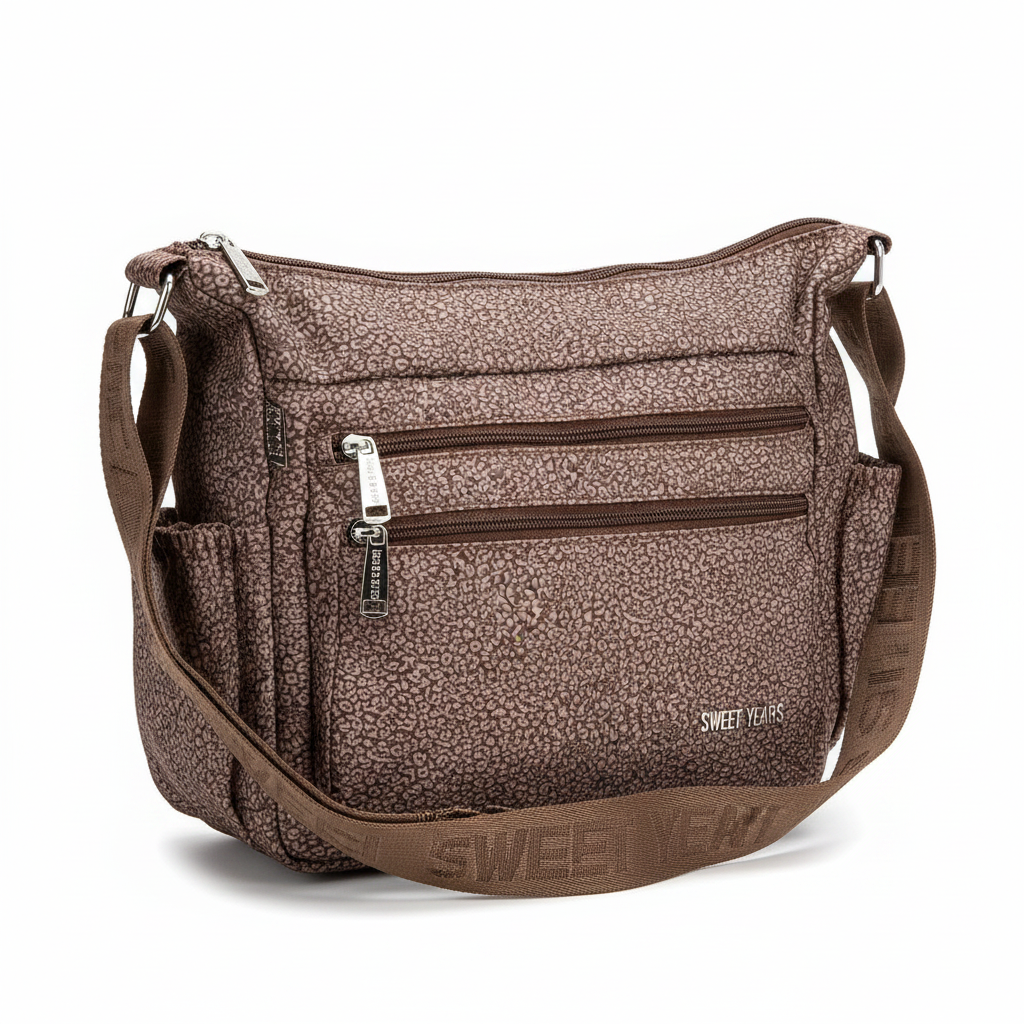 Sweet Years Borsa Messenger Donna Leopardata Marrone - Tracolla Regolabile, Stile Animalier Firmato
