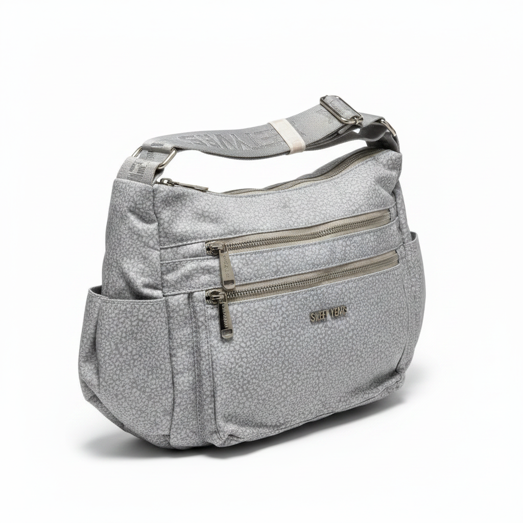 Sweet Years Borsa a Tracolla Donna Grigio Argento - Similpelle Firmata, Tracolla Regolabile, Stile Chic