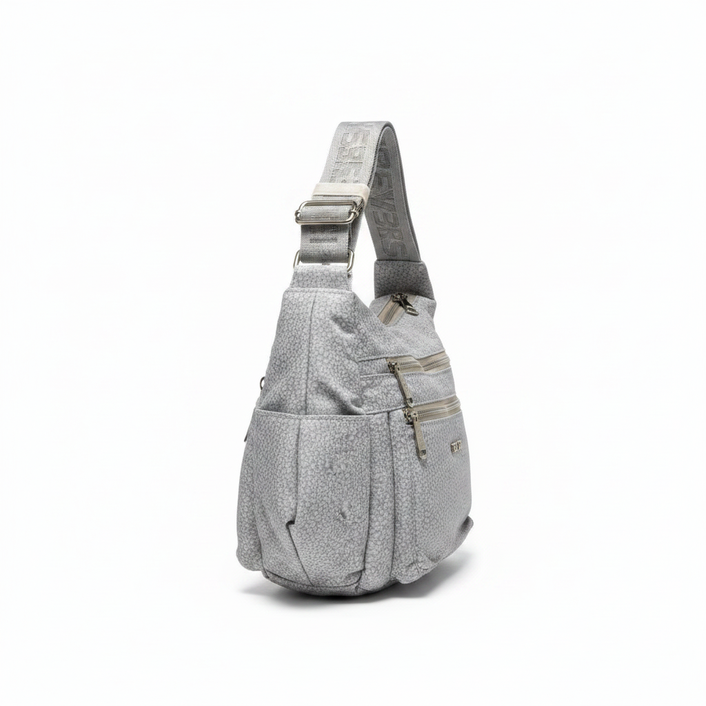 Sweet Years Borsa a Tracolla Donna Grigio Argento - Similpelle Firmata, Tracolla Regolabile, Stile Chic