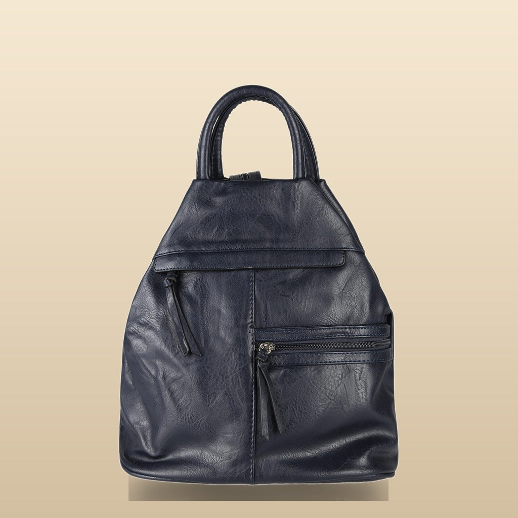 Solada Zaino Donna in Ecopelle Bicolore Blu Scuro - vista frontale