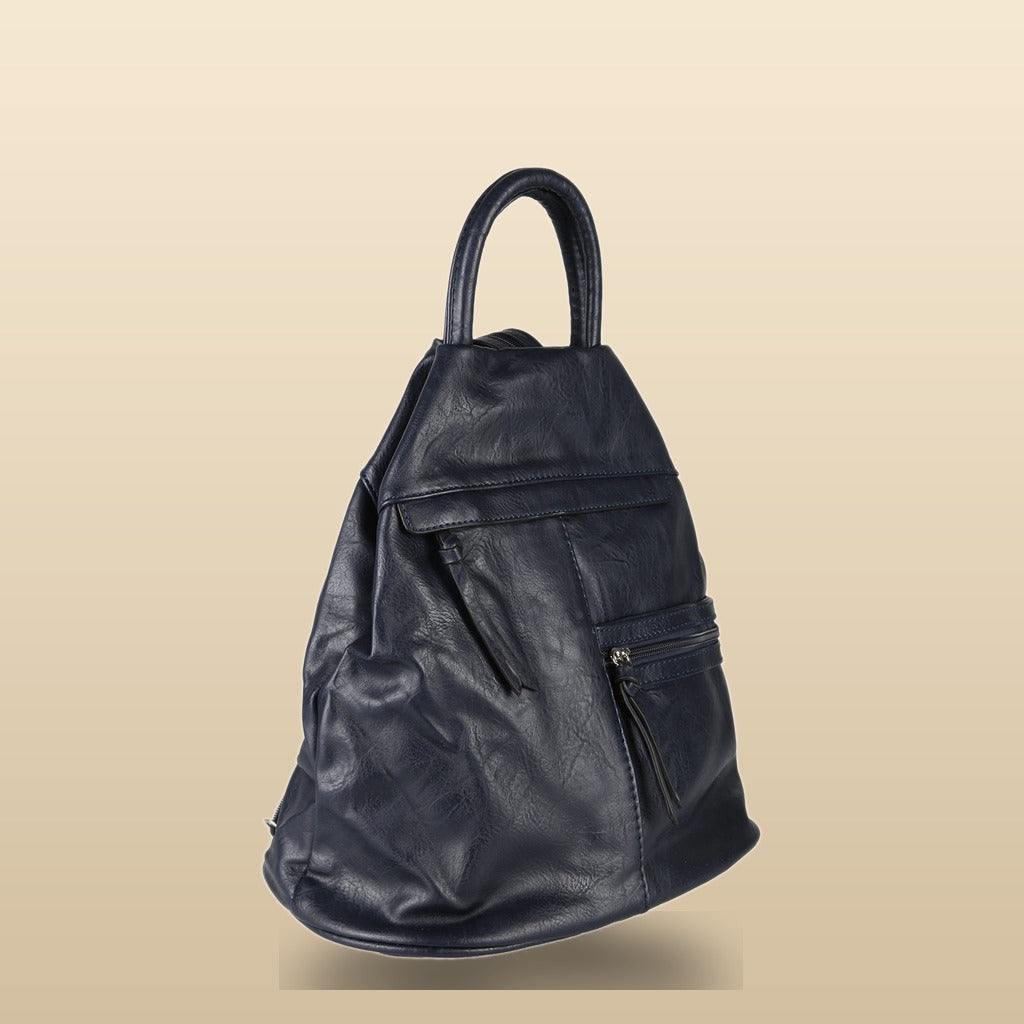 Solada Zaino Donna in Ecopelle Bicolore - dettaglio tasche esterne con zip